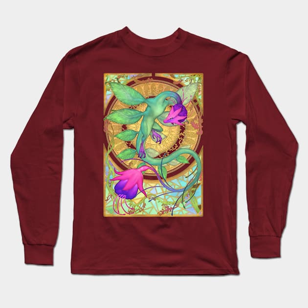 Fuchsia Dragon Long Sleeve T-Shirt by AgataJot